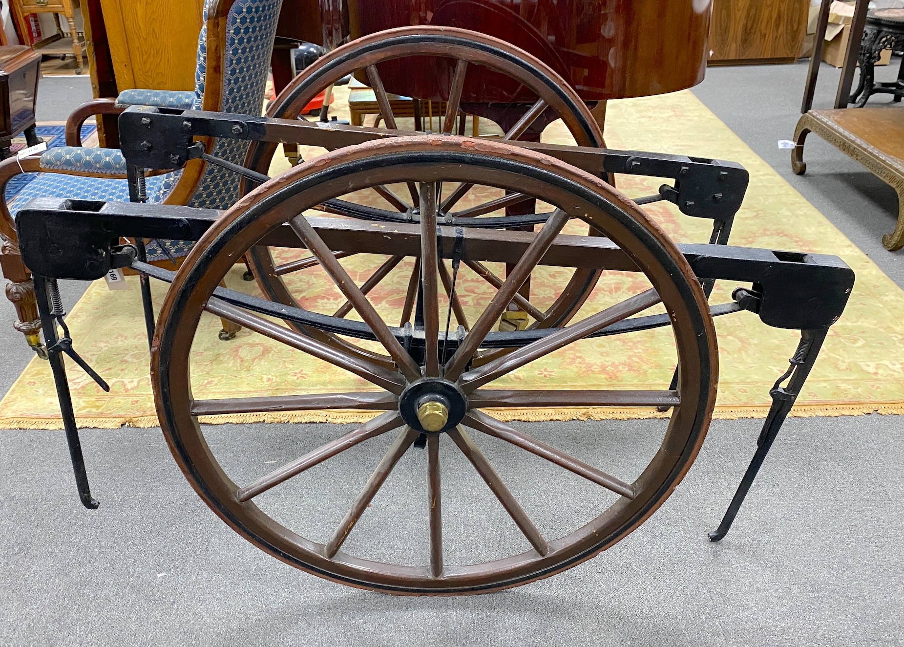 A Victorian funeral bier, length 138cm, height 92cm